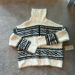Joie Women's Size S White & Black Cozy Sweater